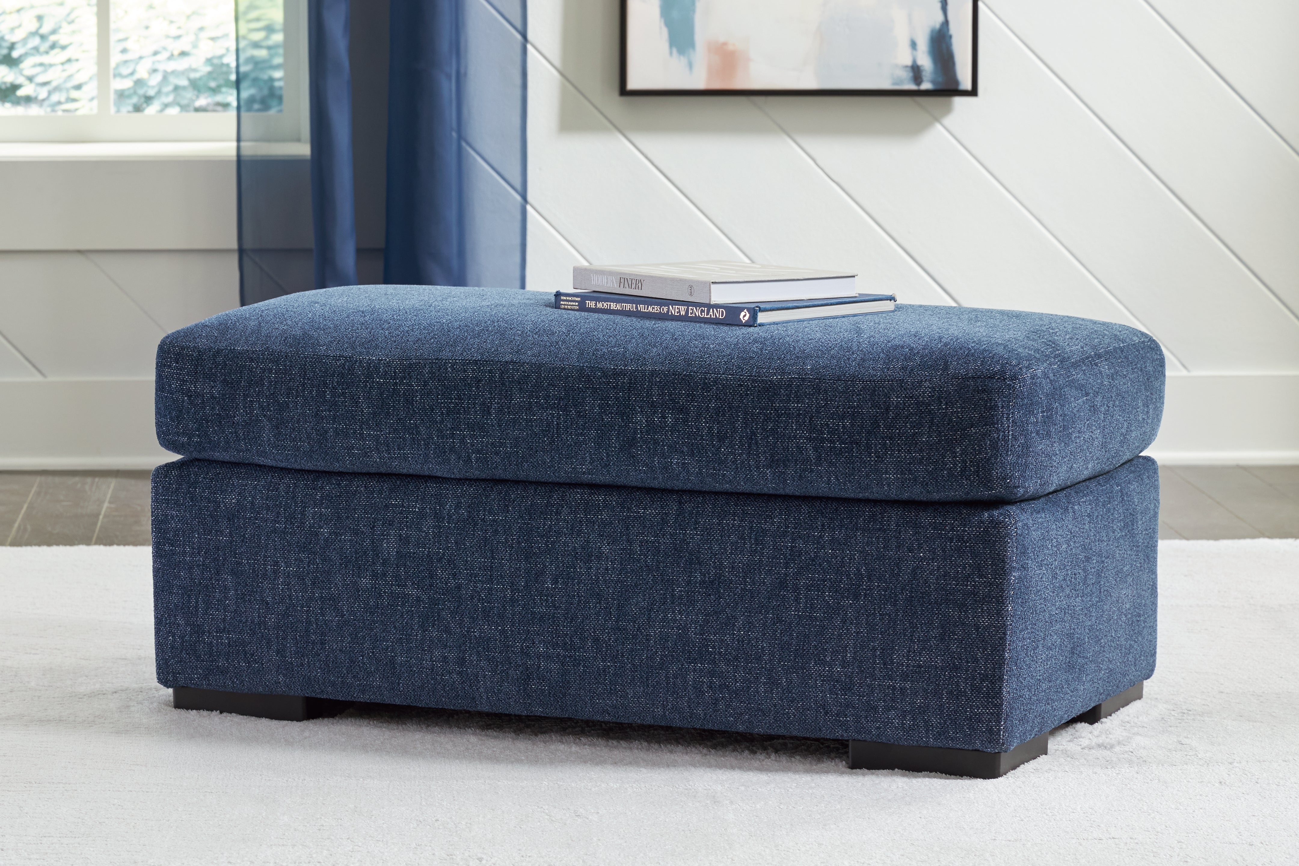 Evansley Navy Ottoman