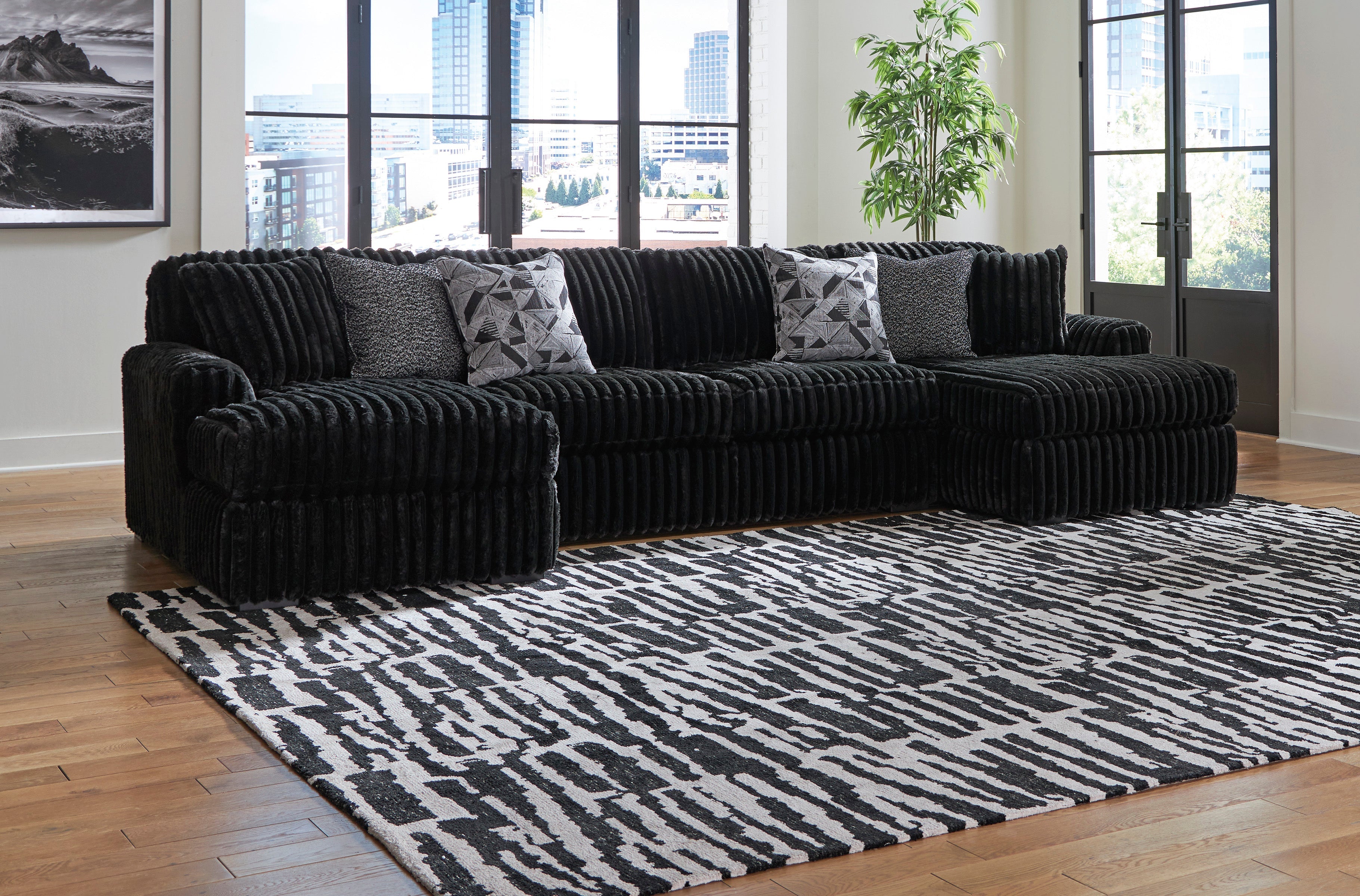 Midnight-Madness Onyx Corduroy Modular Sectional Units - Create your own Style