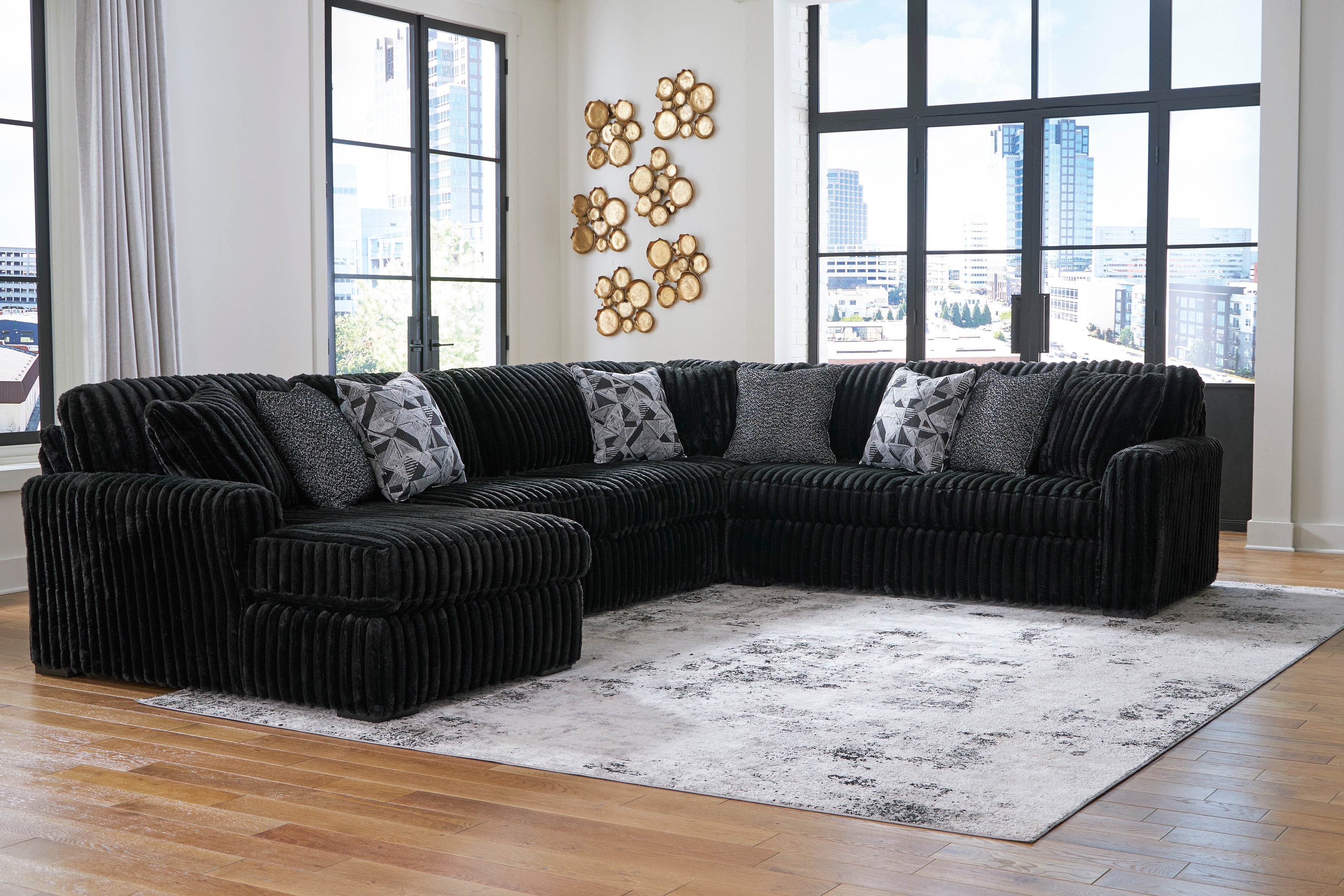 Midnight-Madness Onyx Corduroy Modular Sectional Units - Create your own Style
