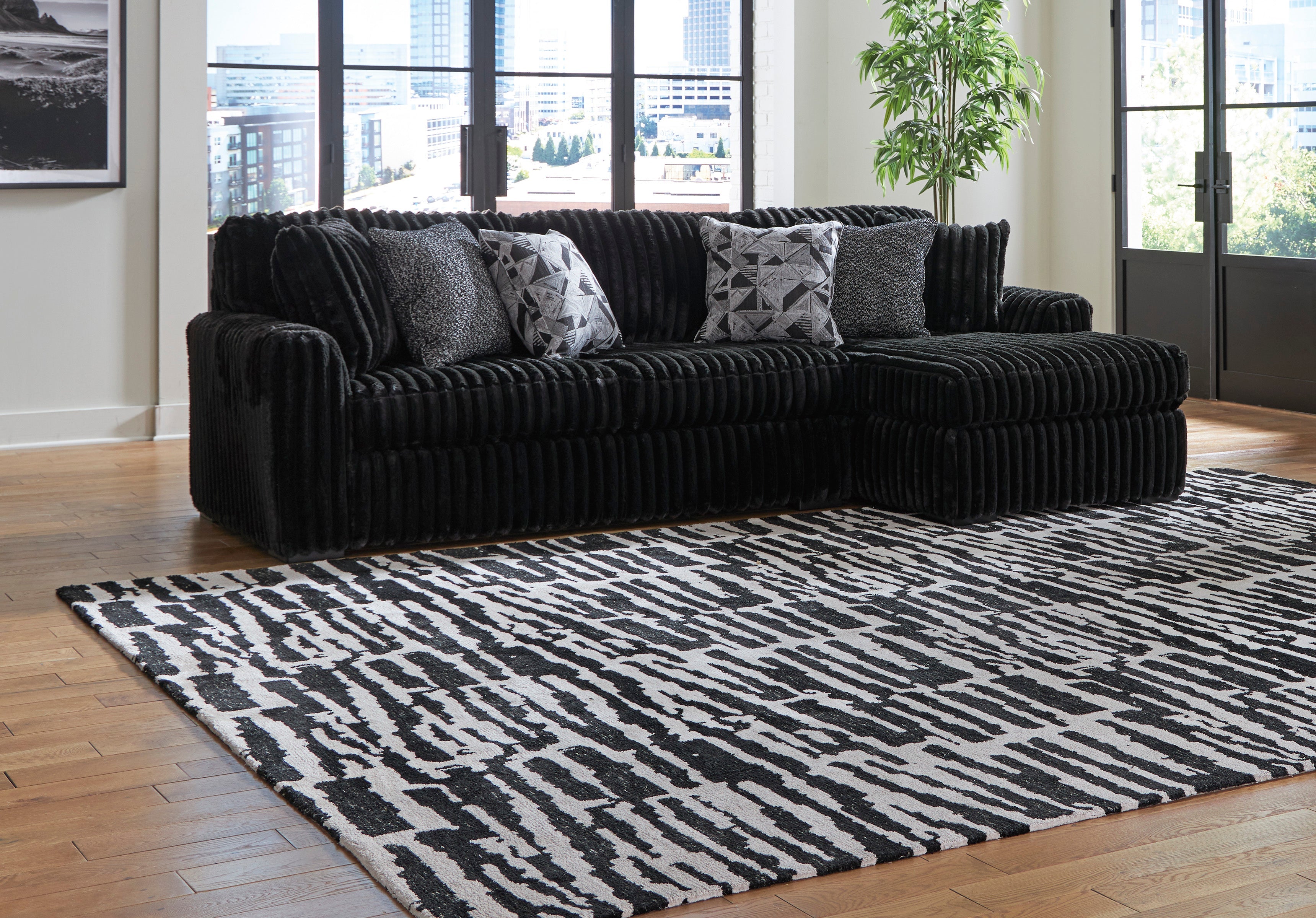 Midnight-Madness Onyx Corduroy Modular Sectional Units - Create your own Style