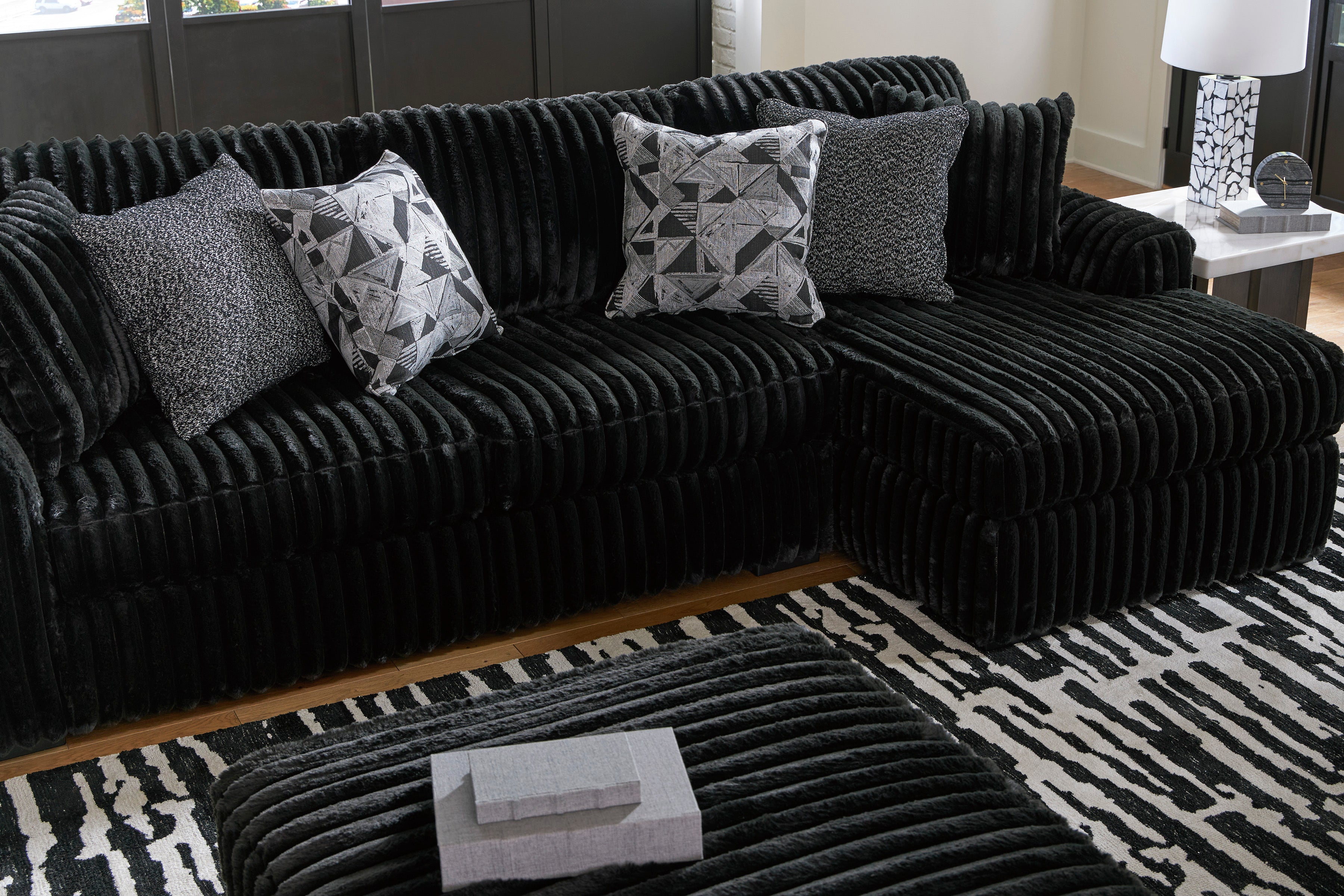 Midnight-Madness Onyx Corduroy Modular Sectional Units - Create your own Style