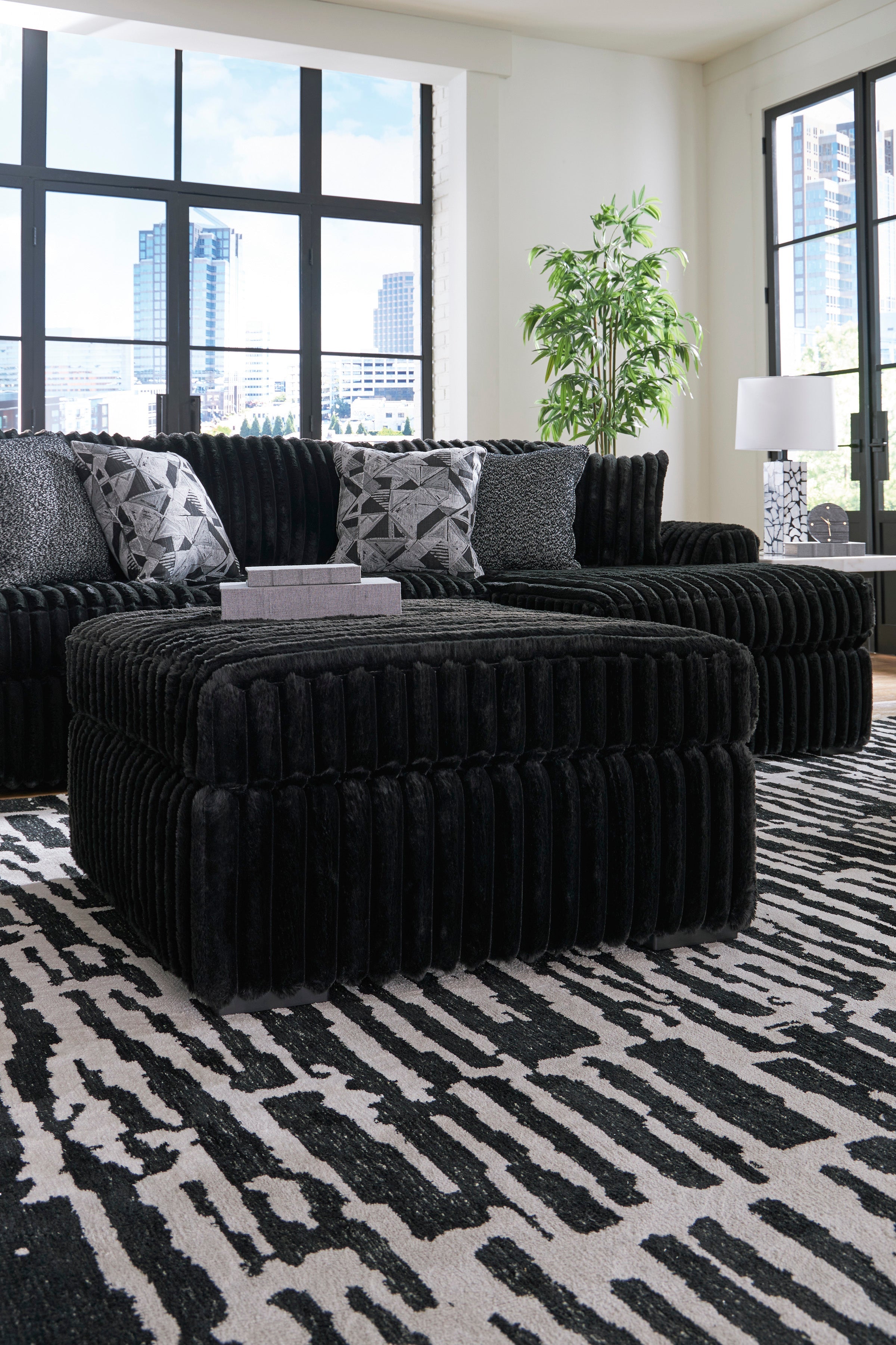 Midnight-Madness Onyx Corduroy Modular Sectional Units - Create your own Style